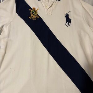 Ralph Lauren White and Blue Polo Shirt with Iconic Logo